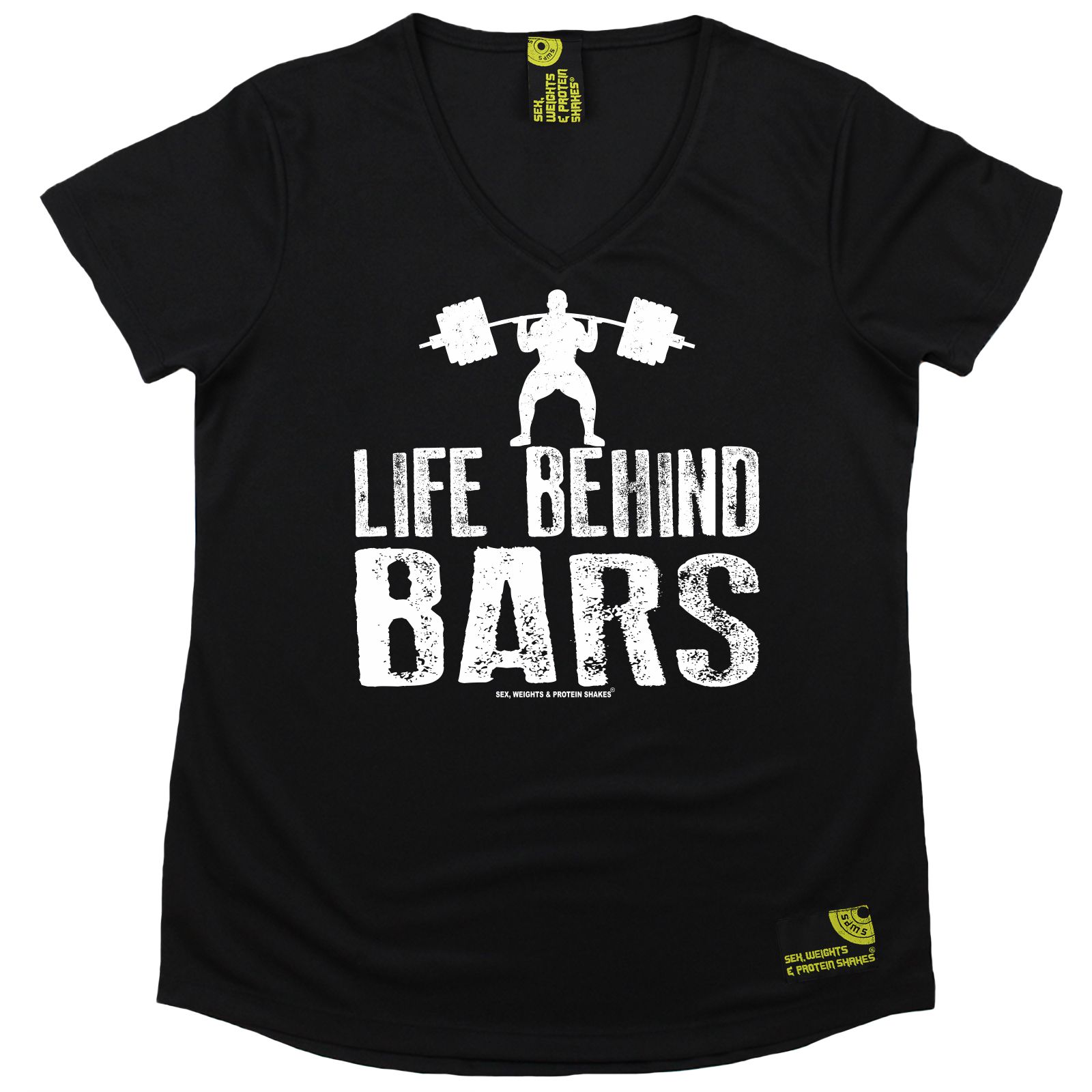 SWPS LIFE BEHIND Bars Dumbbell Dry Fit Sports V- NECK T-SHIRT .17 