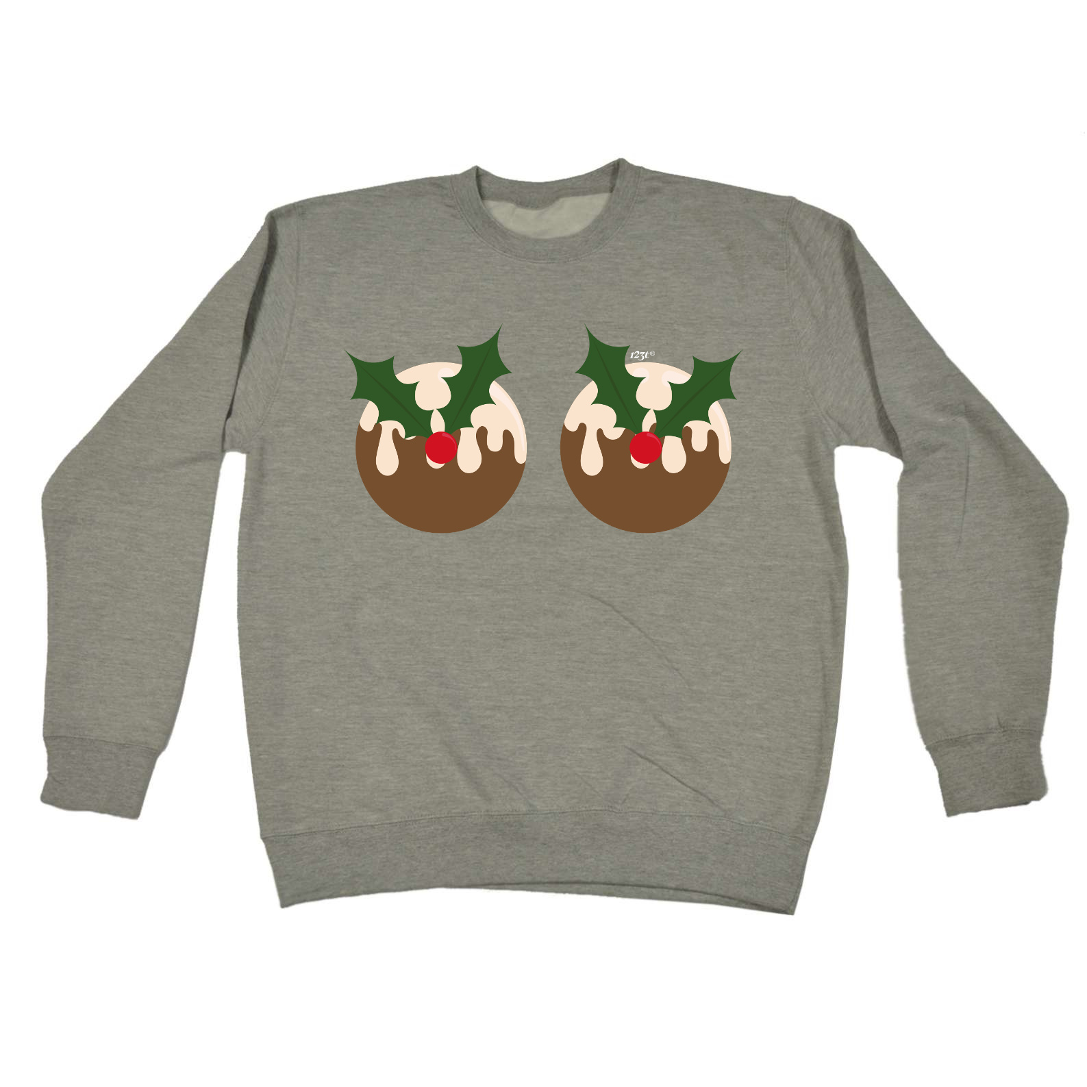 Cheeky Christmas Puddings Jumper Adults & Kids Sizes Funny Joke Gray
