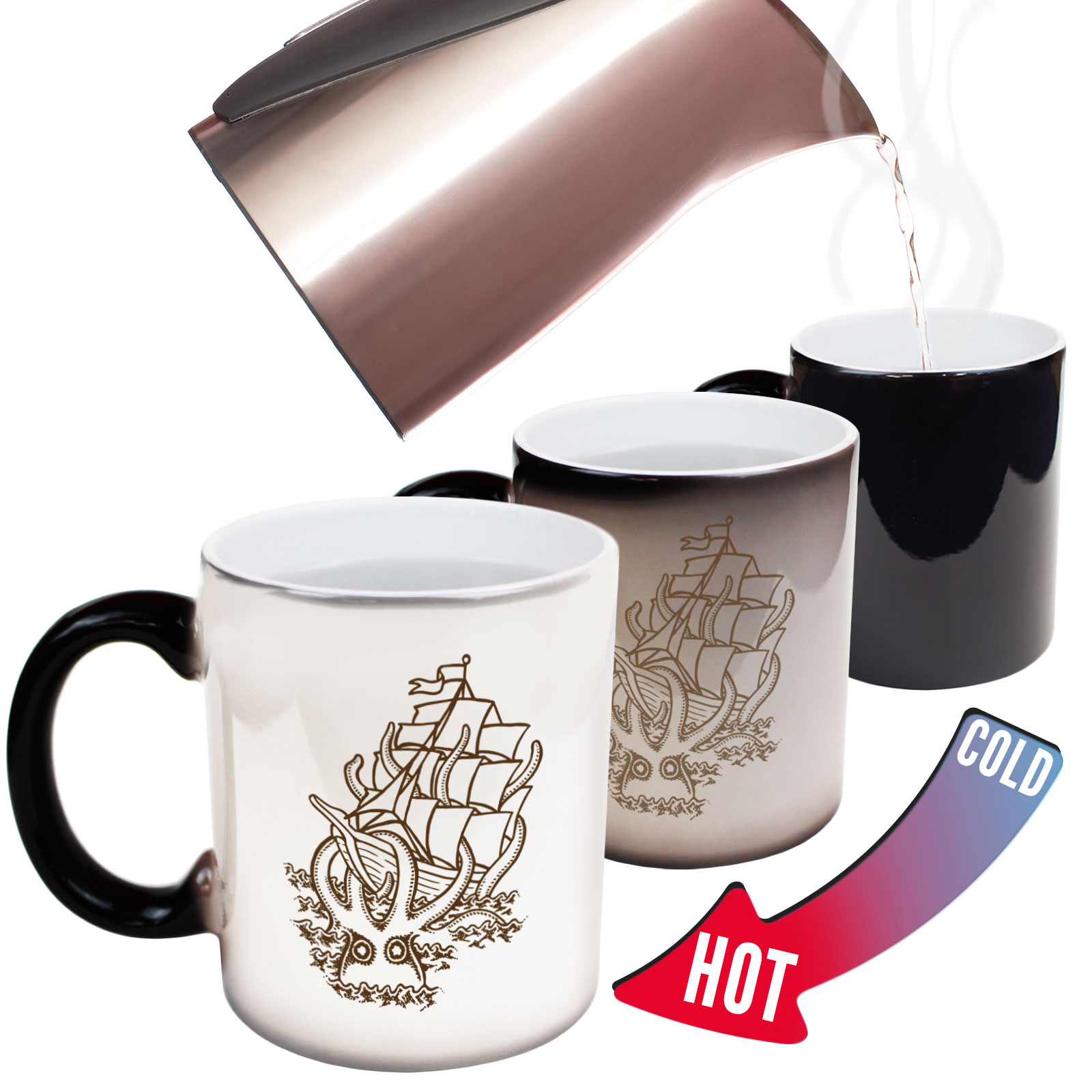 Sailing Mugs OB Octopus Kraken Cthulhu Doom Sail Funny Captain MAGIC MUG 
