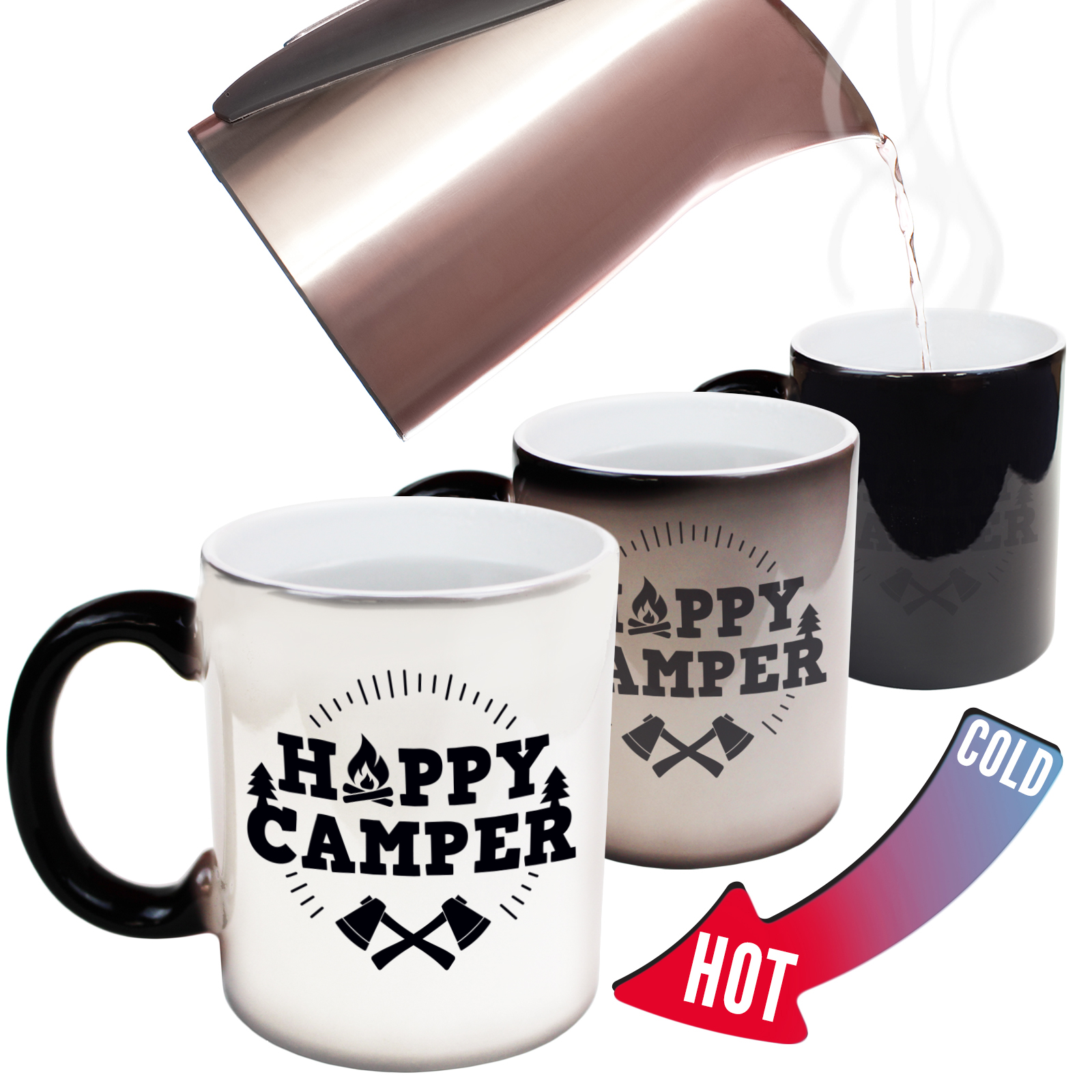 Funny Mugs Happy Camper Camping Adventure Off Road Wine MAGIC MUG secret santa 