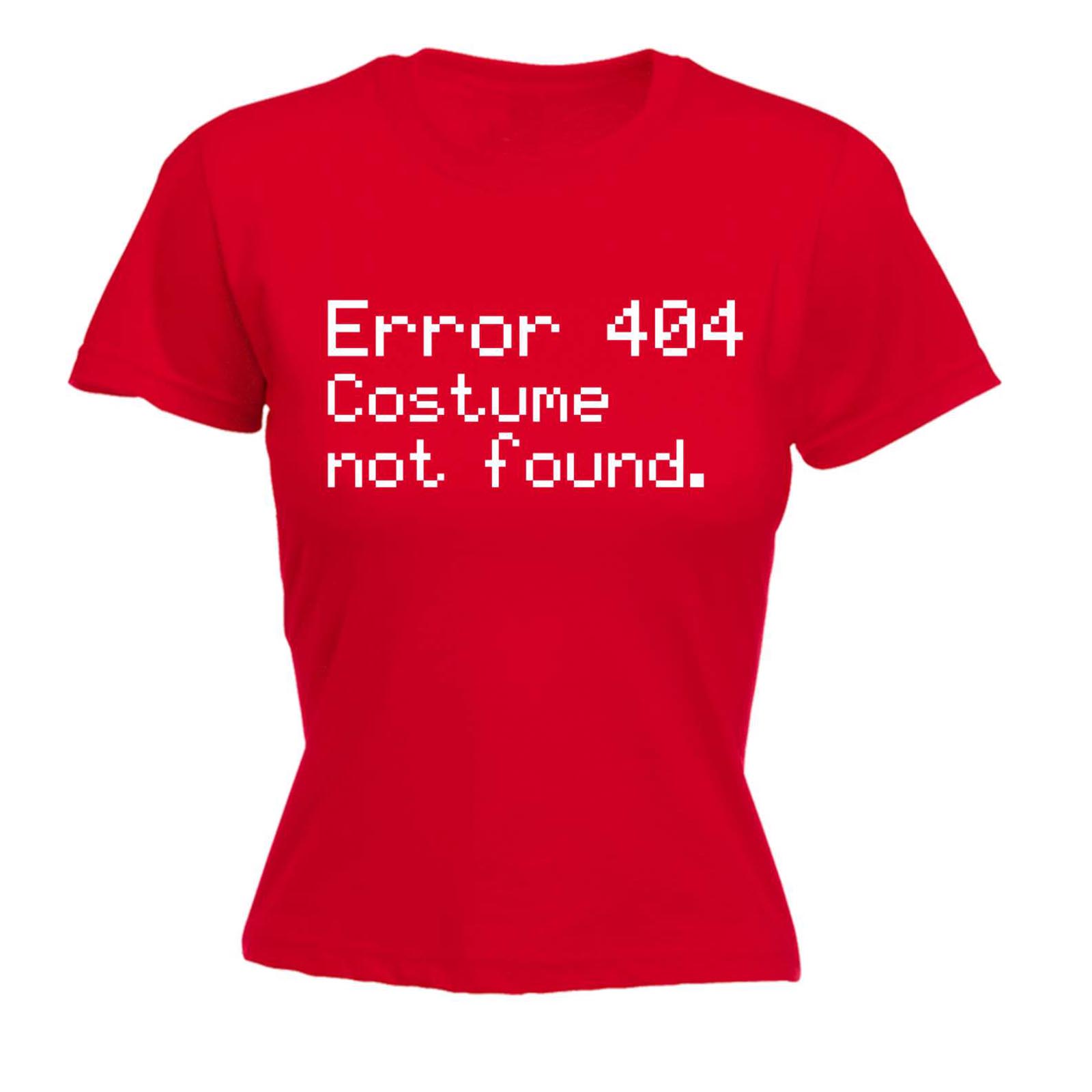 Women/'s Error 404 Costume Not Found Funny Halloween Geek Nerd IT FITTED T-SHIRT
