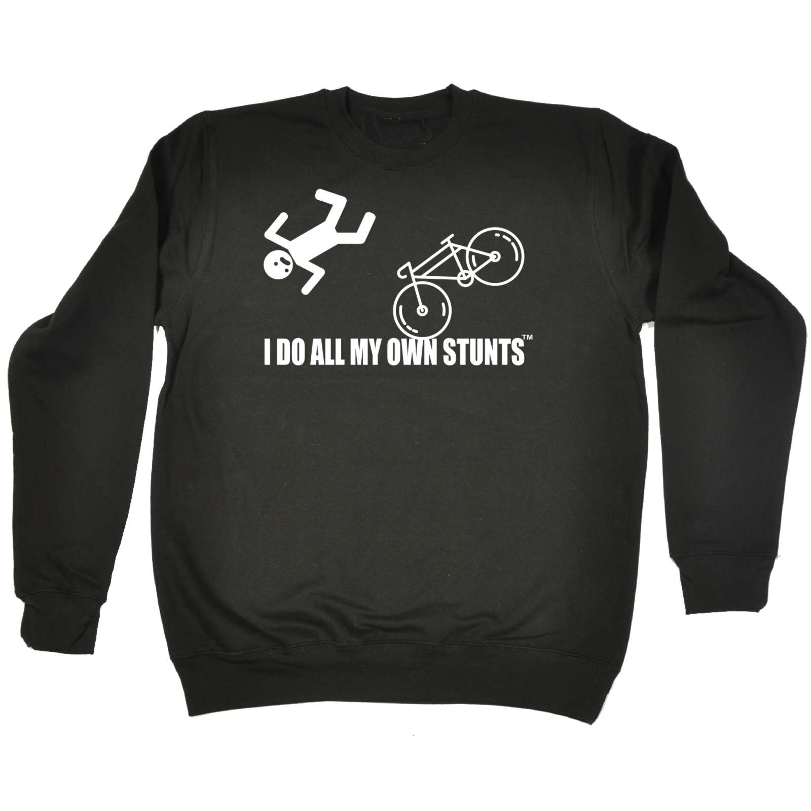 funny sweatshirt i do all my own stunts bicycle bike sweatshirts