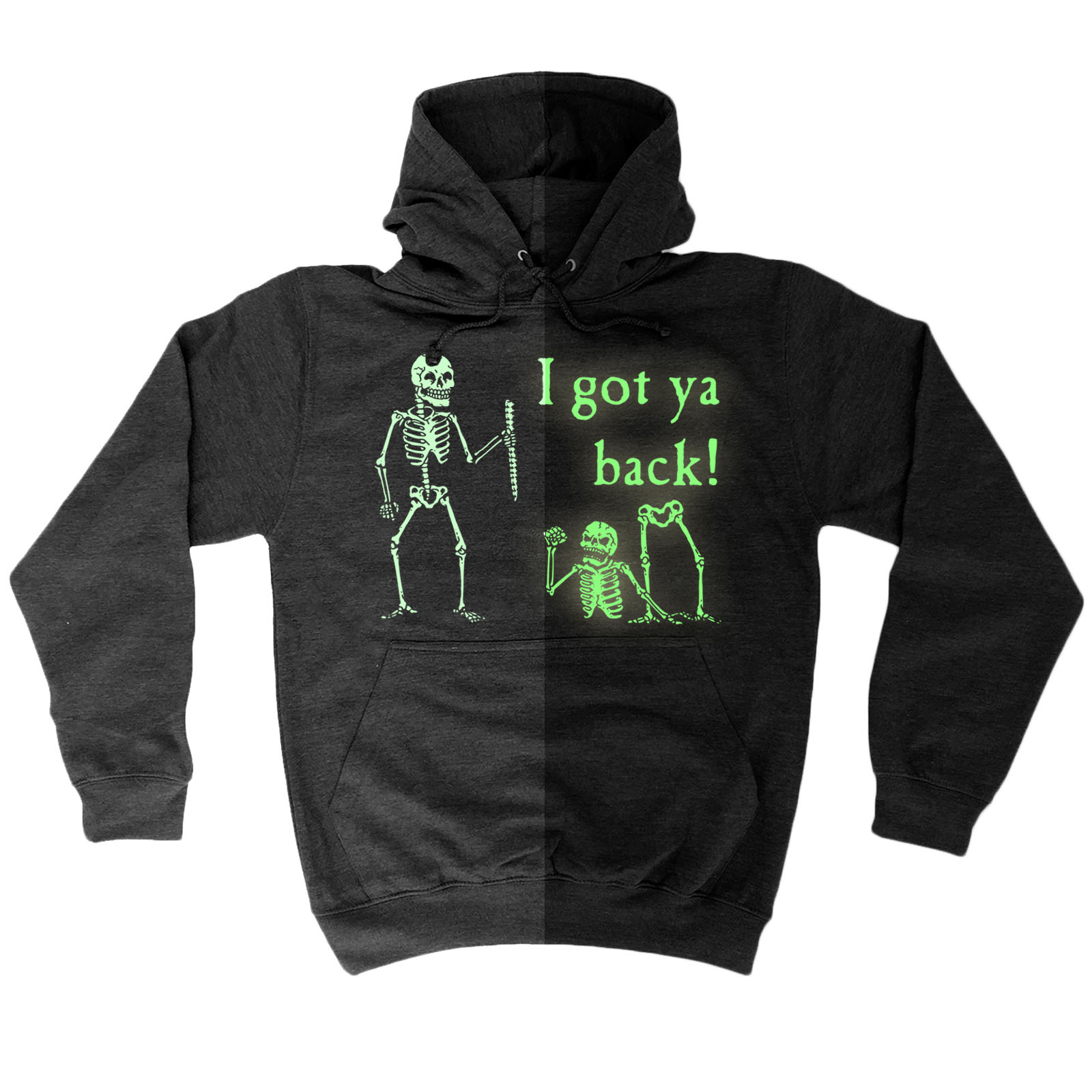 Halloween Hoodies I Got Ya Back GLOW IN THE DARK Funny Fancy Dress Disco HOODIE