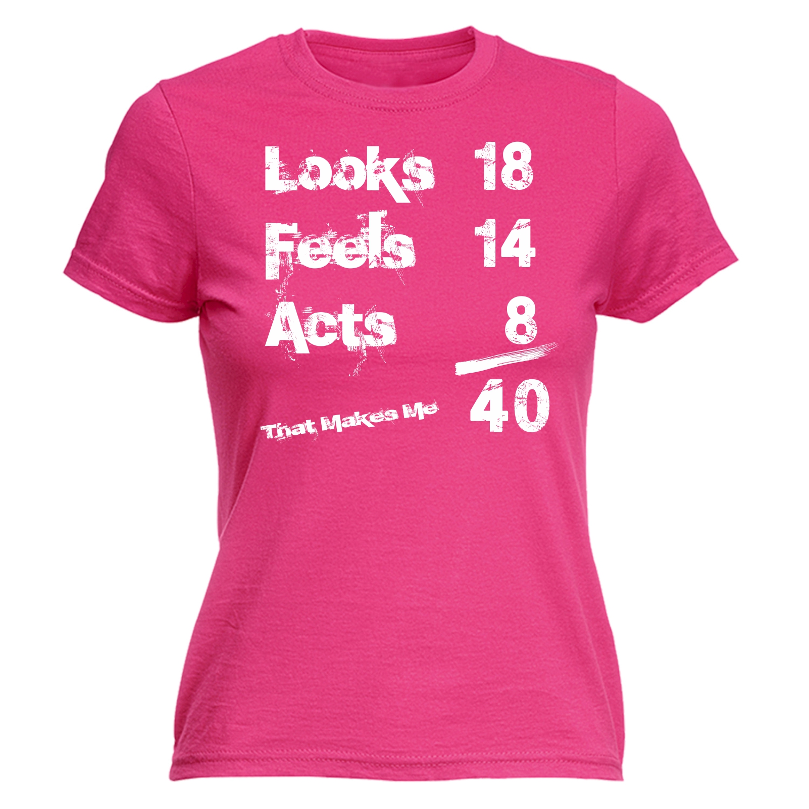 Women Looks 18 Feels 14 Acts 8 That Makes Me 40 Funny Dad Mum Mom Fitted T Shirt Ebay