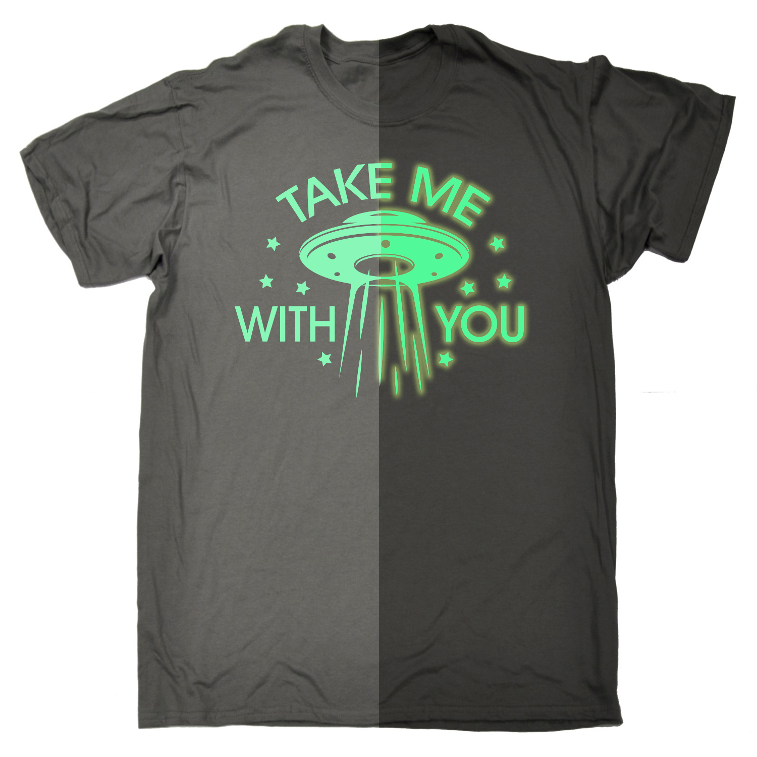 Glow In The Dark Take Me With You UFO MENS T-SHIRT tee birthday ...
